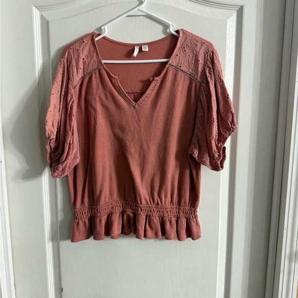 Cato Tops - Cato Women’s Pink Eyelet Embroidered Blouse Sz M. MH-164